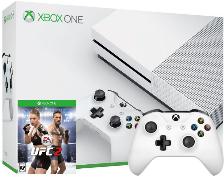 Xbox One S 500GB с двумя джойстиками + игра UFC 2 Фотография 0