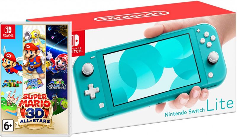 Nintendo Switch Lite Turquoise + Super Mario 3D All-Stars Фотография 0
