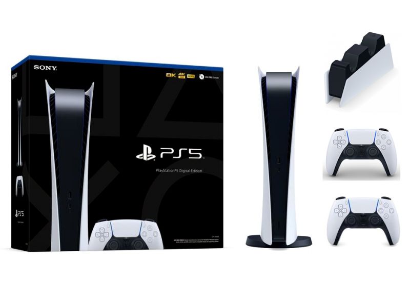 Sony PlayStation 5 Digital Edition SSD 825GB с двумя джойстиками + DualSense charging station Фотография 0