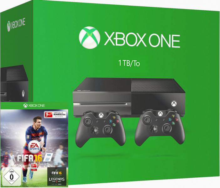Xbox One 1TB с двумя джойстиками + FIFA 16 Фотография 0