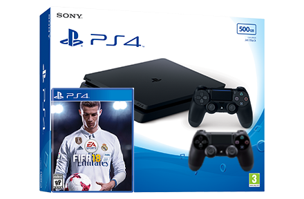 Sony Playstation 4 Slim с двумя джойстиками + игра FIFA 18 (PS4) Фотография 0