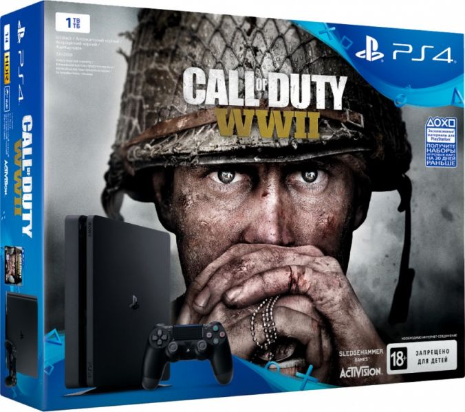 Sony Playstation 4 Slim 1TB  + Call of Duty WWII Фотография 0