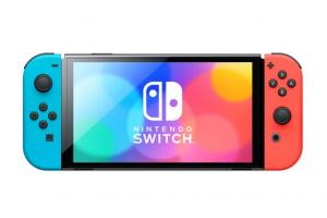Nintendo Switch (OLED model) Neon Red/Neon Blue set + Hyrule Warriors: Age of Calamity Thumbnail 3