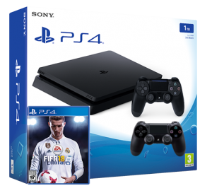 Sony Playstation 4 Slim 1TB с двумя джойстиками + игра FIFA 18 (PS4)  Thumbnail 1