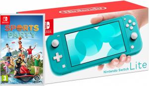 Nintendo Switch Lite Turquoise + Sports Party Thumbnail 0