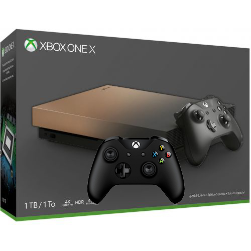 Xbox One X Gold Rush Edition + Microsoft Xbox One S Black Wireless Controller