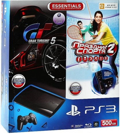 Sony Playstation 3 Super Slim 500 GB + гра Gran Turismo 5 + PlayStation Move + PlayStation Eye + Sports Champions 2