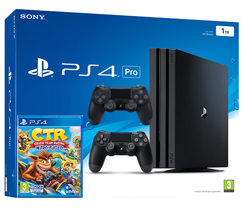 Sony Playstation 4 PRO 1TB с двумя джойстиками + Crash Team Racing Nitro-Fueled (PS4)