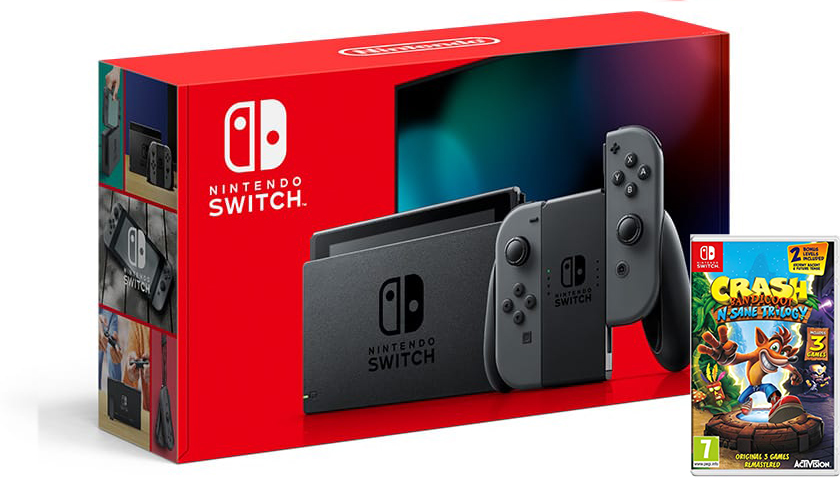 Nintendo Switch Gray HAC-001(-01) + Crash Bandicoot N. Sane Trilogy (Nintendo Switch)