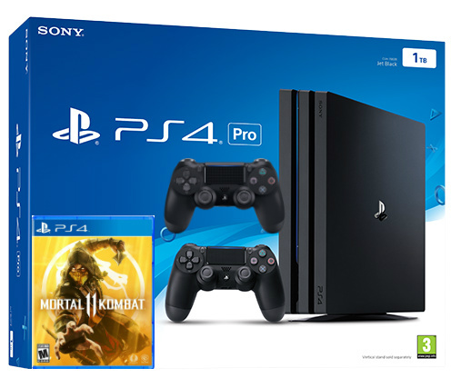 Sony Playstation 4 PRO 1TB с двумя джойстиками + Mortal Kombat 11 (PS4)