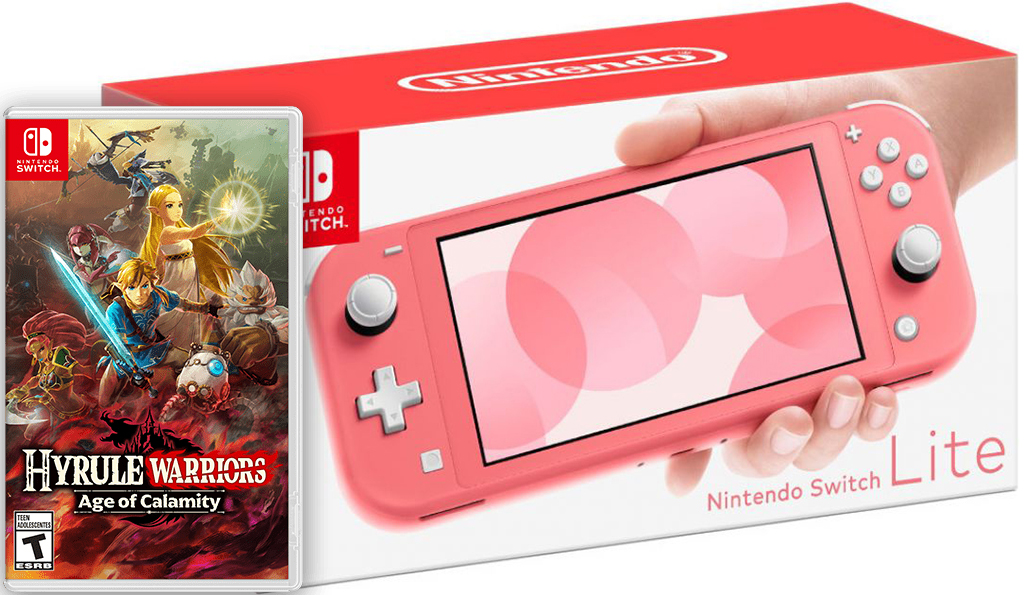 Nintendo Switch Lite Coral + Hyrule Warriors: Age of Calamity