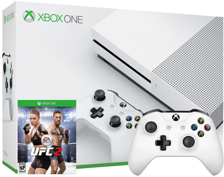 Xbox One S 500GB с двумя джойстиками + гра UFC 2