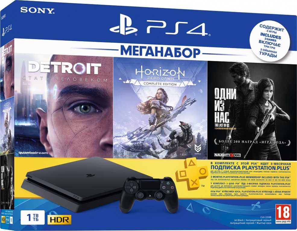 Sony Playstation 4 Slim 1TB (CUH-2208B) + 3 Ігри на Дисках и Підписка PS+ UA 3мес.