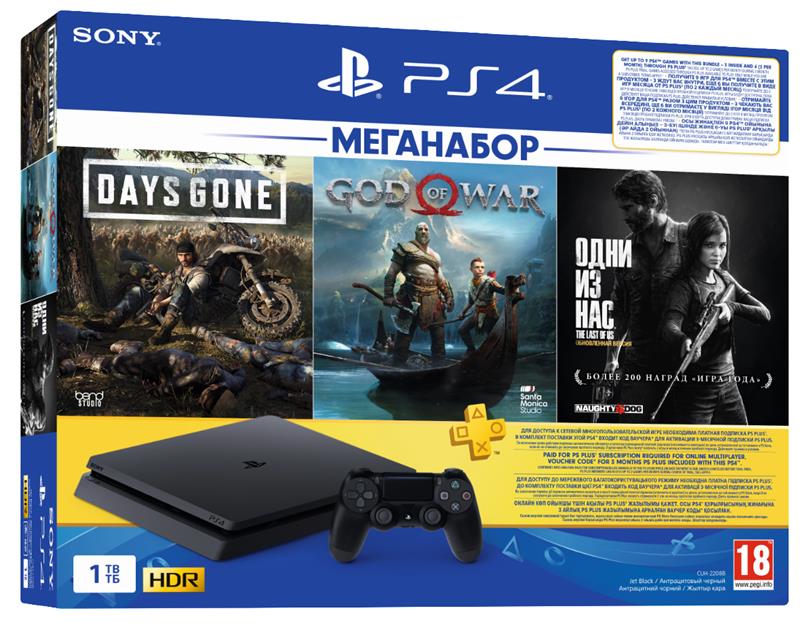 Sony Playstation 4 Slim 1TB (CUH-2208B) + 3 Ігри на Дисках и Підписка PS PLUS UA 3мес.