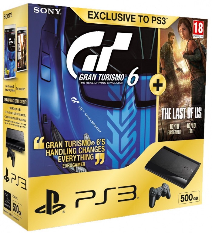 Sony PlayStation 3 Super Slim 500GB (CECH-4208C) + ігри: Gran Turismo 6 + The Last of Us (692.17)