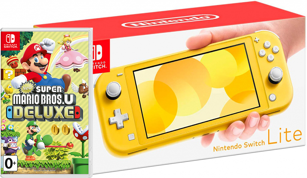 Nintendo Switch Lite Yellow + New Super Mario Bros. U Deluxe