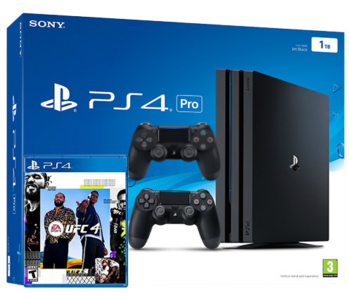 Sony PlayStation 4 Pro 1TB с двумя джойстиками + гра UFC 4 (PS4)