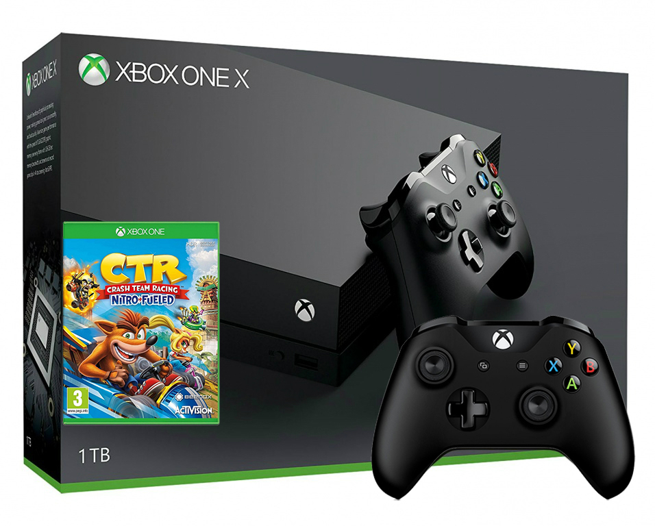 Xbox One X 1TB с двумя джойстиками + гра Crash Team Racing Nitro-Fueled (Xbox One)
