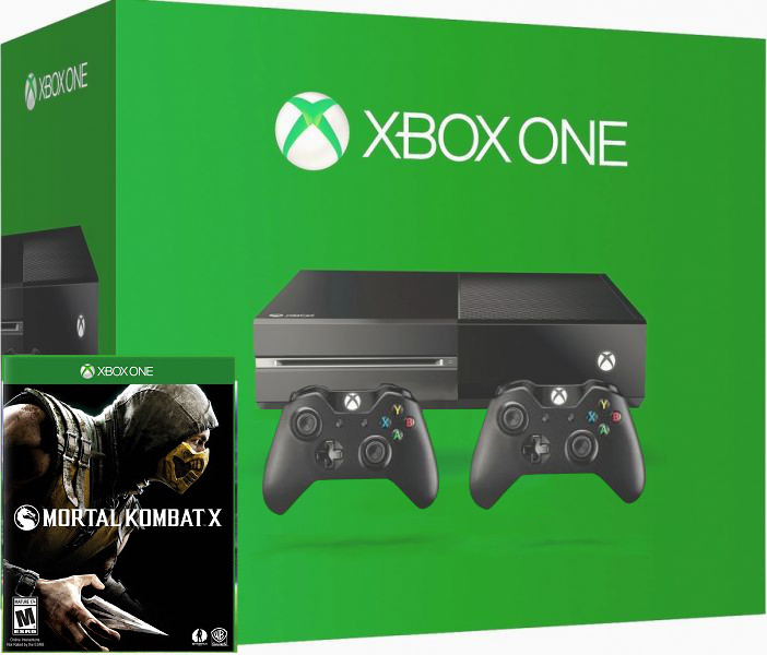 Xbox One 500Gb с двумя джойстиками + Mortal Kombat X