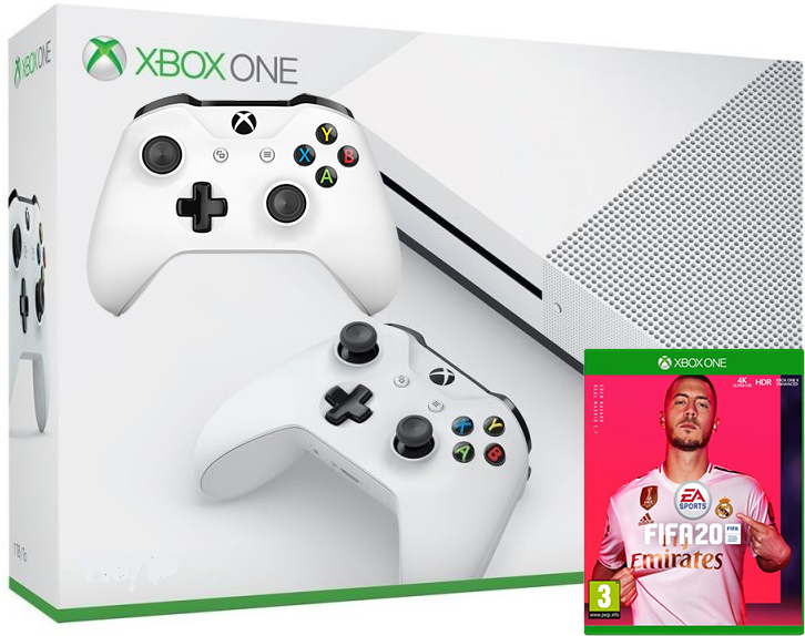 Xbox One S 1TB с двумя джойстиками + гра FIFA 20 (Xbox One)