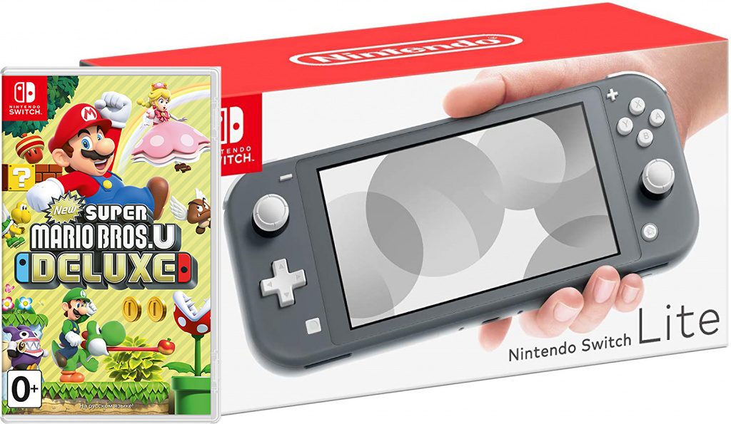 Nintendo Switch Lite Gray + New Super Mario Bros. U Deluxe