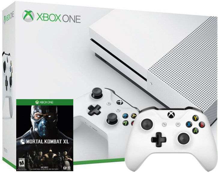 Xbox One S 2TB с двумя джойстиками + гра Mortal Kombat XL