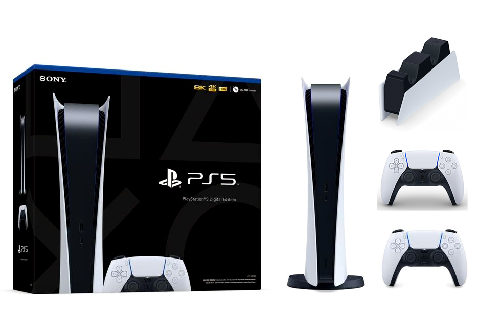 Sony PlayStation 5 Digital Edition SSD 825GB с двумя джойстиками + DualSense charging station