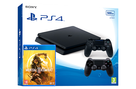 Sony Playstation 4 Slim с двумя джойстиками + Mortal Kombat 11 (PS4)