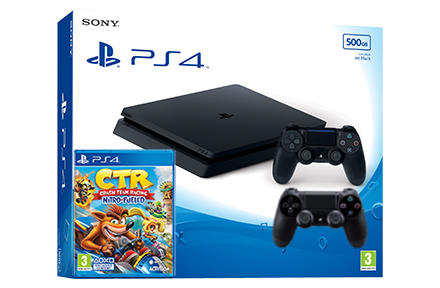 Sony Playstation 4 Slim с двумя джойстиками + Crash Team Racing Nitro-Fueled (PS4)