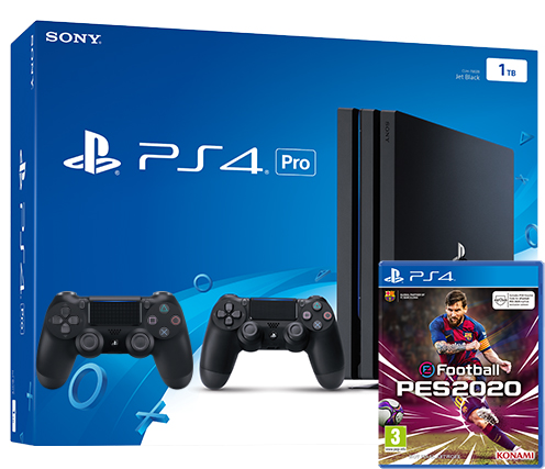 Sony Playstation 4 PRO 1TB с двумя джойстиками + PES 2020 (PS4)