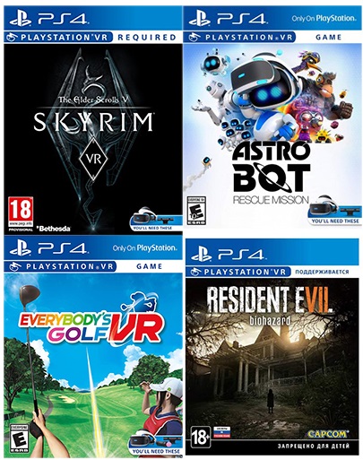 Resident Evil VII Biohazard + Everybodys Golf VR + The Elder Scrolls V: Skyrim + Astro Bot VR (код на скачивание)