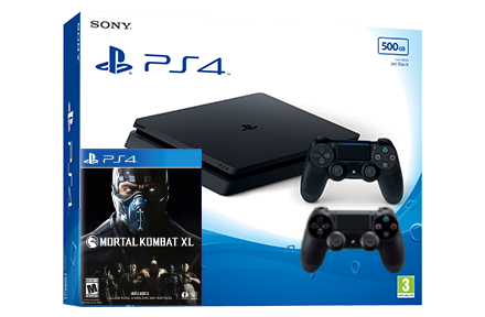Sony Playstation 4 Slim с двумя джойстиками + гра Mortal Kombat XL (PS4)