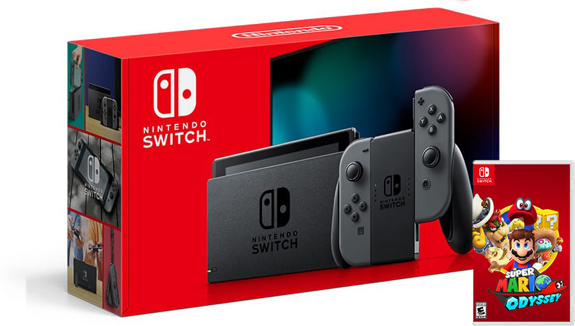 Nintendo Switch Gray HAC-001(-01) + Super Mario Odyssey (Nintendo Switch)