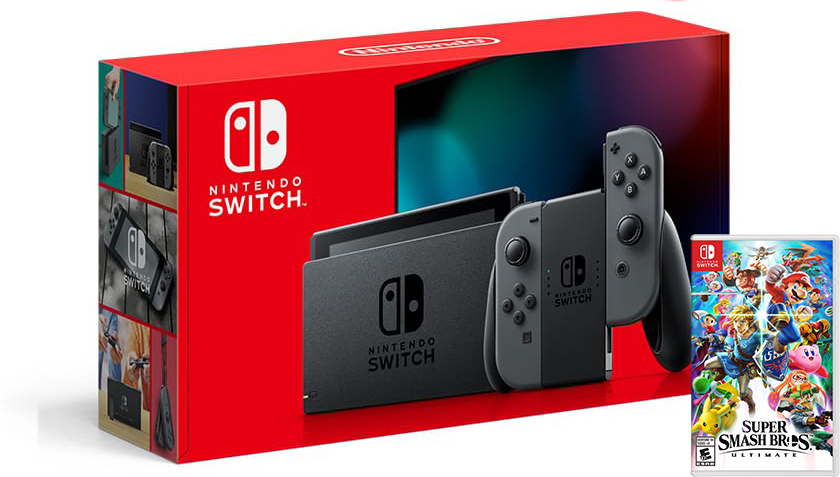 Nintendo Switch Gray HAC-001(-01) + Super Smash Bros. Ultimate (Nintendo Switch)