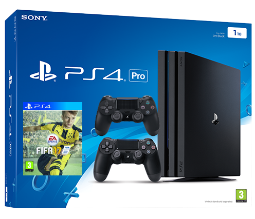 Sony Playstation PRO 1TB с двумя джойстиками + FIFA 17(PS4)