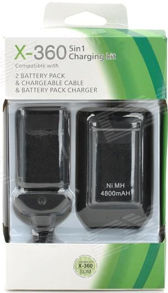5-в-1: комплект для зарядки Xbox 360 Slim
