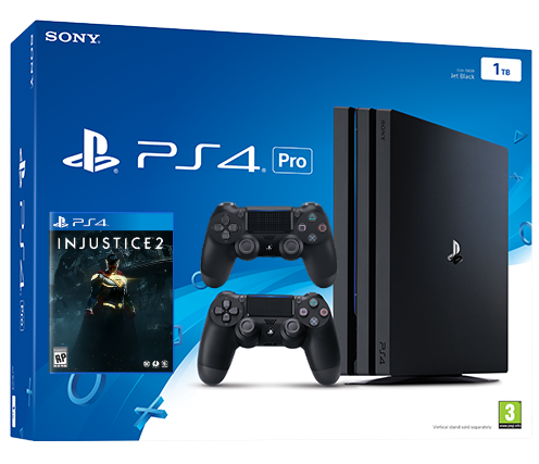 Sony Playstation 4 PRO 1TB с двумя джойстиками + Injustice 2 (PS4)