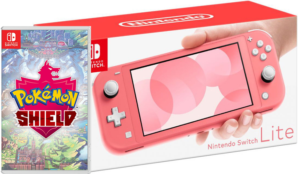 Nintendo Switch Lite Coral + Pokémon Shield