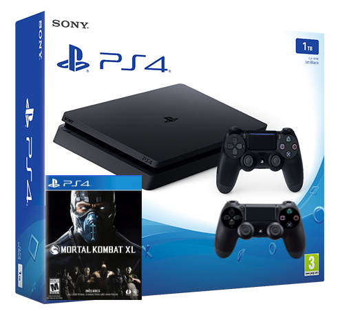 Sony Playstation 4 Slim 1TB с двумя джойстиками + гра Mortal Kombat XL