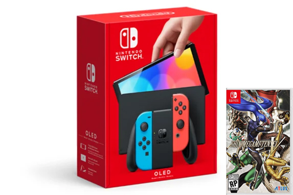 Nintendo Switch (OLED model) Neon Red/Neon Blue set + Shin Megami Tensei V
