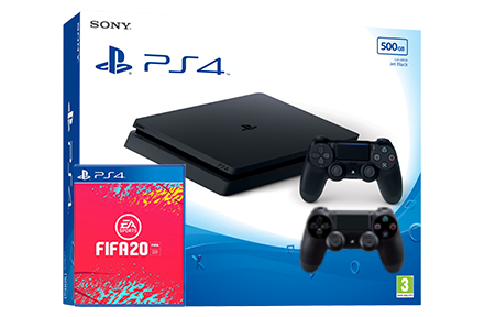Sony Playstation 4 Slim с двумя джойстиками + гра FIFA 20 (PS4)