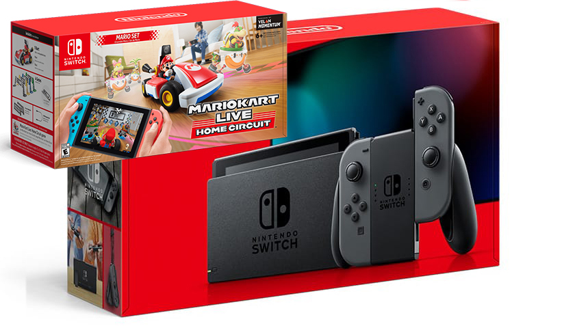 Nintendo Switch Gray HAC-001(-01) + Mario Kart Live: Home Circuit - Mario Set (Nintendo Switch)
