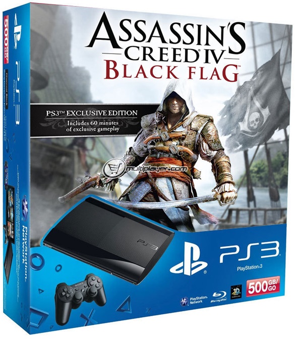Sony Playstation 3 Super Slim 500Gb (CECH-4208C) + гра Assassin`s Creed IV: Black Flag  (692.15)