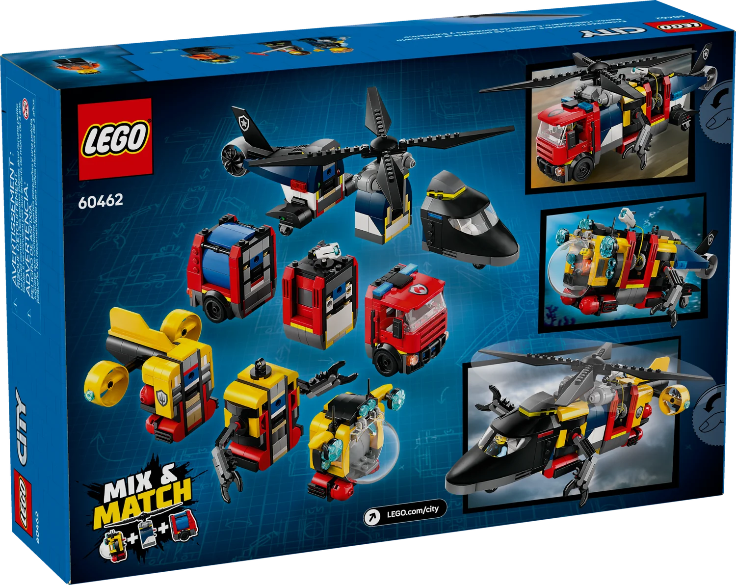 LEGO City Ремікс вертольотів, пожежних машин і підводних човнів (60462)