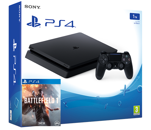 Sony Playstation 4 Slim 1TB + игра Battlefield 1 (PS4) Фотография 0