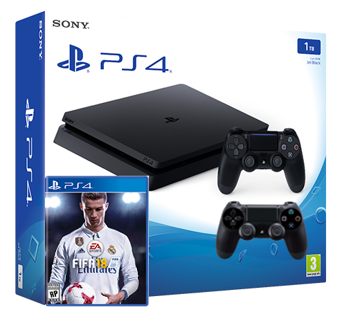 Sony Playstation 4 Slim 1TB с двумя джойстиками + игра FIFA 18 (PS4)  Фотография 1