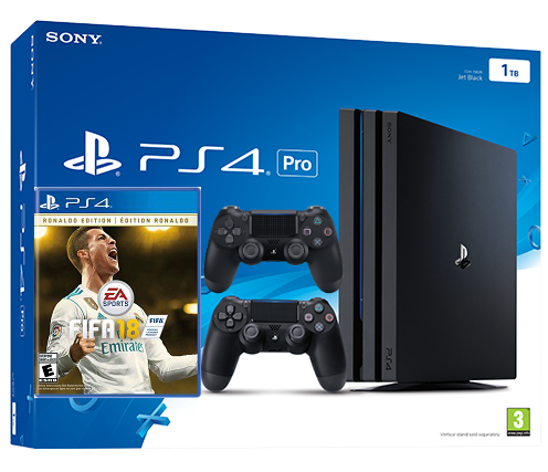Sony Playstation PRO 1TB с двумя джойстиками + FIFA 18 Ronaldo Edition (PS4) Фотография 0