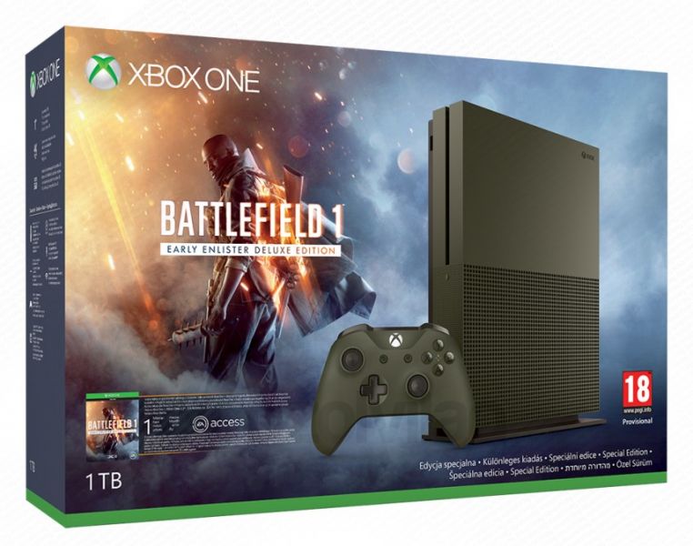 Xbox One S 1TB Battlefield 1 Limited Edition Bundle Фотография 0