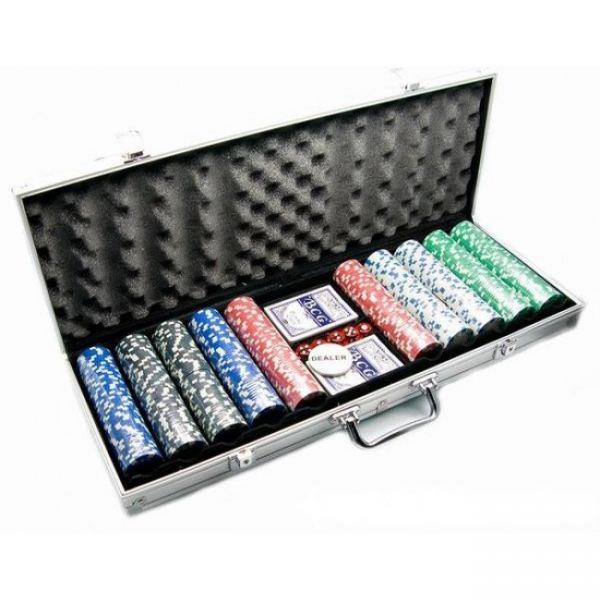 Покерный набор на 500 фишек без номинала в серебристом кейсе. 11,5g-chips Фотография 0