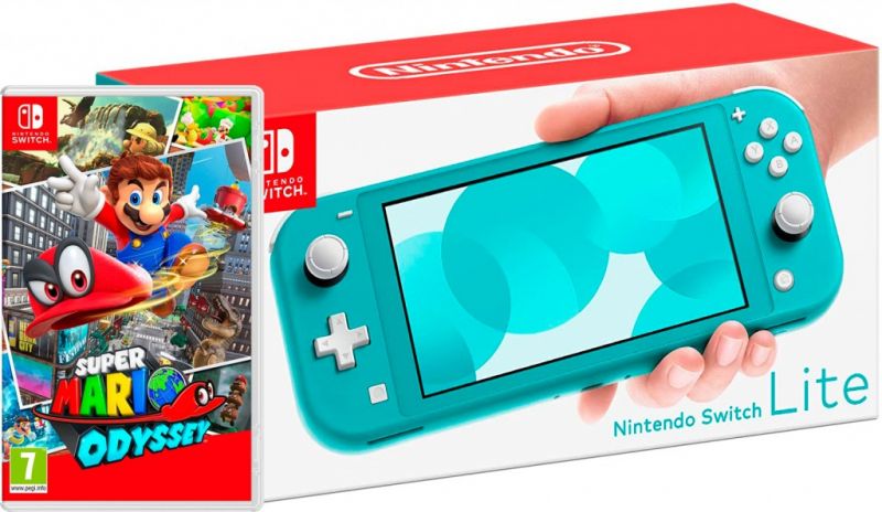 Nintendo Switch Lite Turquoise + Super Mario Odyssey Фотография 0